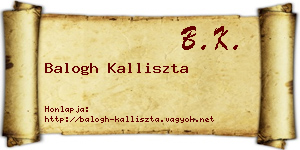 Balogh Kalliszta névjegykártya