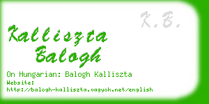 kalliszta balogh business card